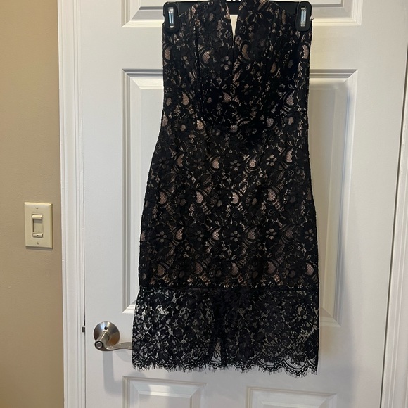 Black Strapless Lace Dress / Midi Length / Size Small / Like New! - Picture 2 of 3